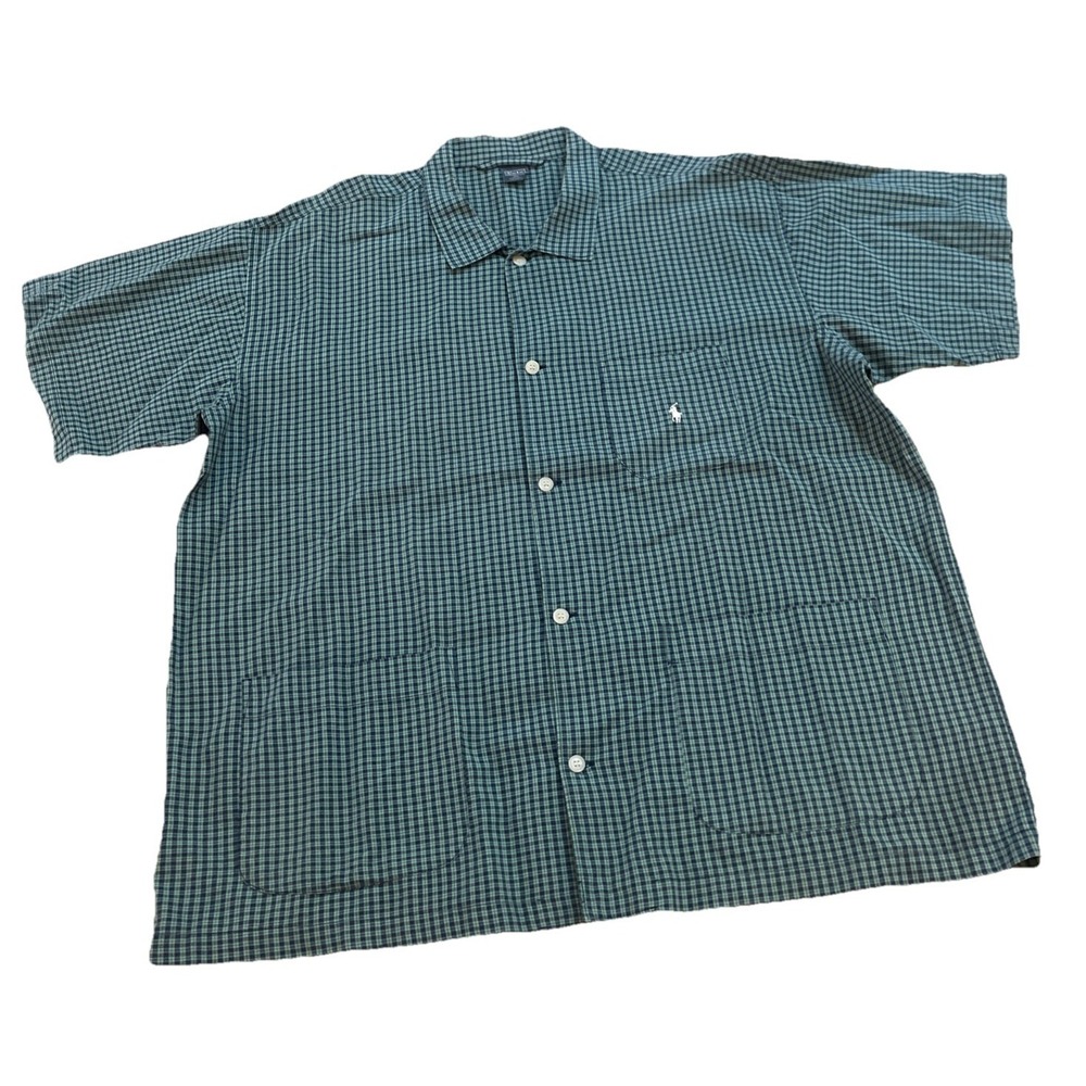 Vintage Polo Ralph Lauren Sleepwear Shirt Men's L/XL Blue Button Up 3 Pocket